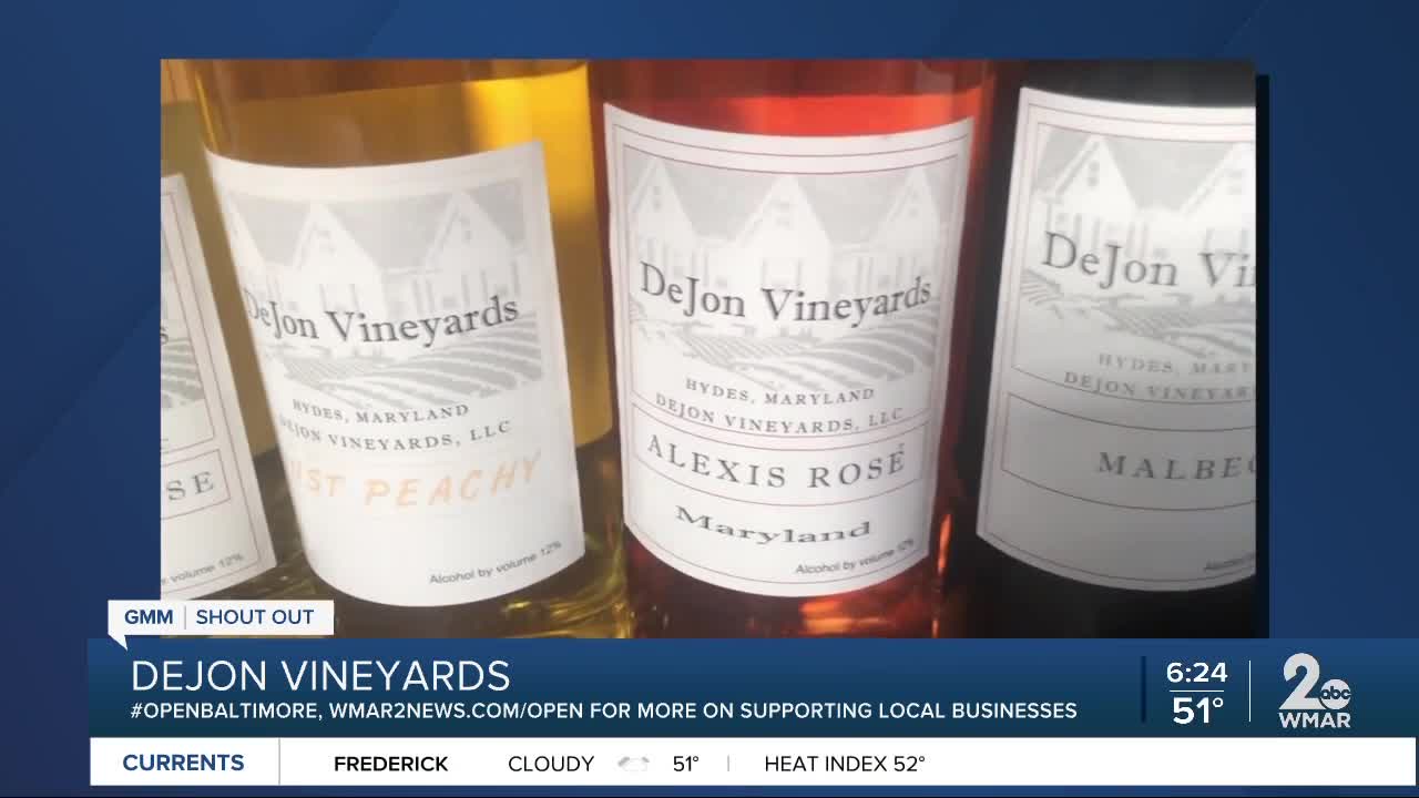 DeJon Vineyards says "We're Open Baltimore!"