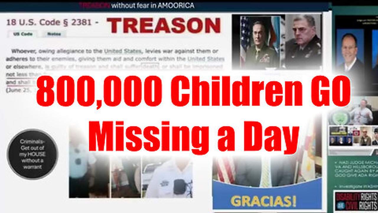 (SHOCK) 800,000 Children GO Missing a Day - Where Our Children Are