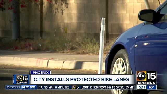 City of Phoenix installs protected bike lanes