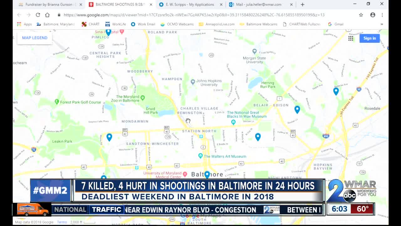 7 dead in 9 shootings through Baltimore's most violent weekend of 2018