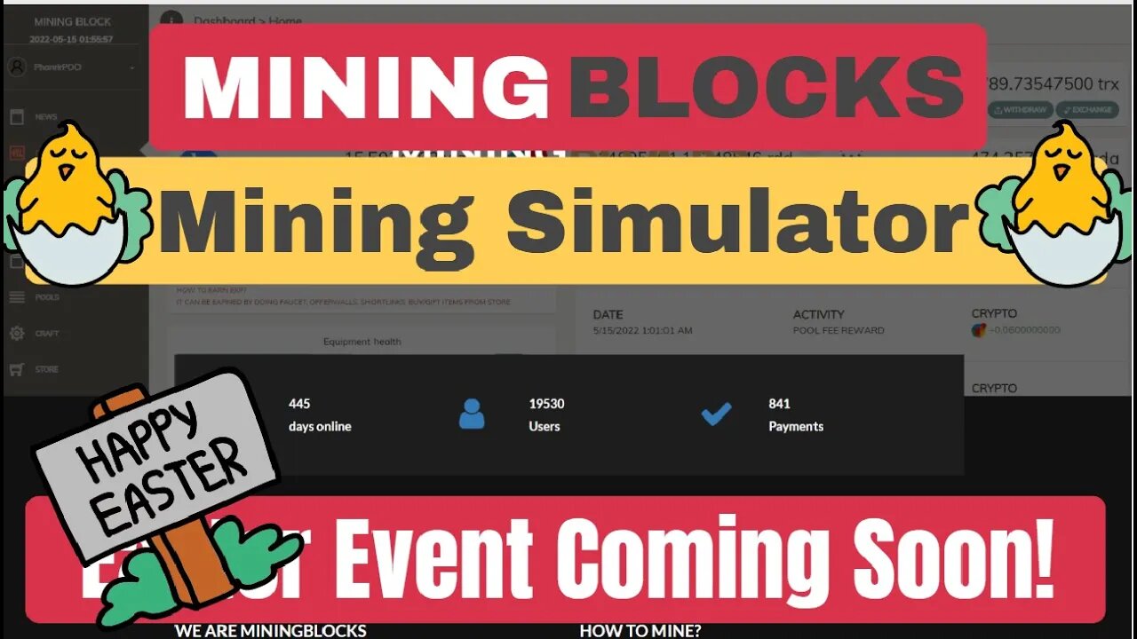 Mining Blocks Cloud Mining Simulator , Easter Event , Earn Free Crypto