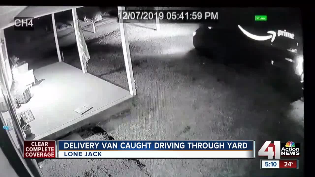 Amazon worker caught on cam driving through yard