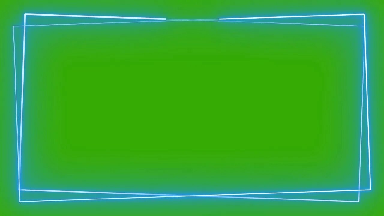 Blue Neon Double Border Green Screen Overlay Motion Graphics 4K 30fps Copyright Free