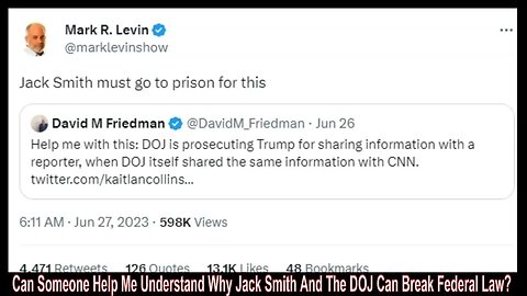 Can Someone Help Me Understand Why Jack Smith And The DOJ Can Break Federal Law?