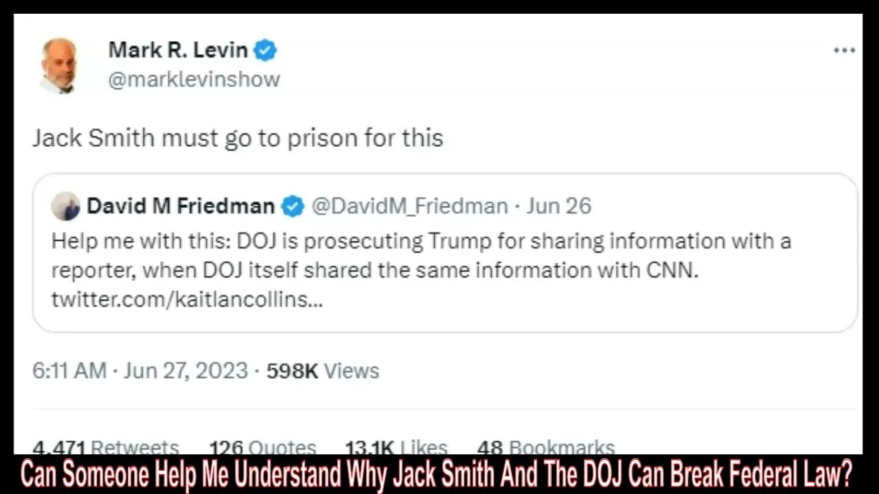 Can Someone Help Me Understand Why Jack Smith And The DOJ Can Break Federal Law?