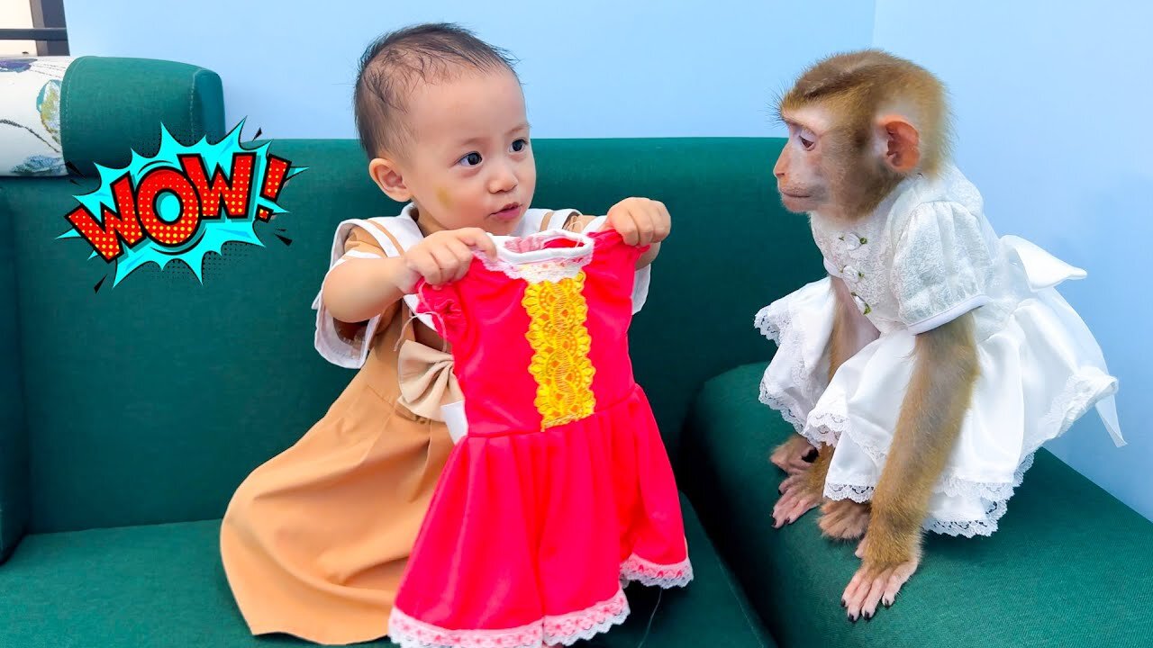 Diem wore a new dress for Monkey Kaka and looked so beautiful