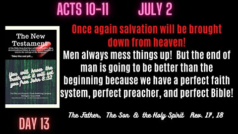 Acts 10 -11 This is a tragic day in America. Many great men have tried and failed to save the USA!