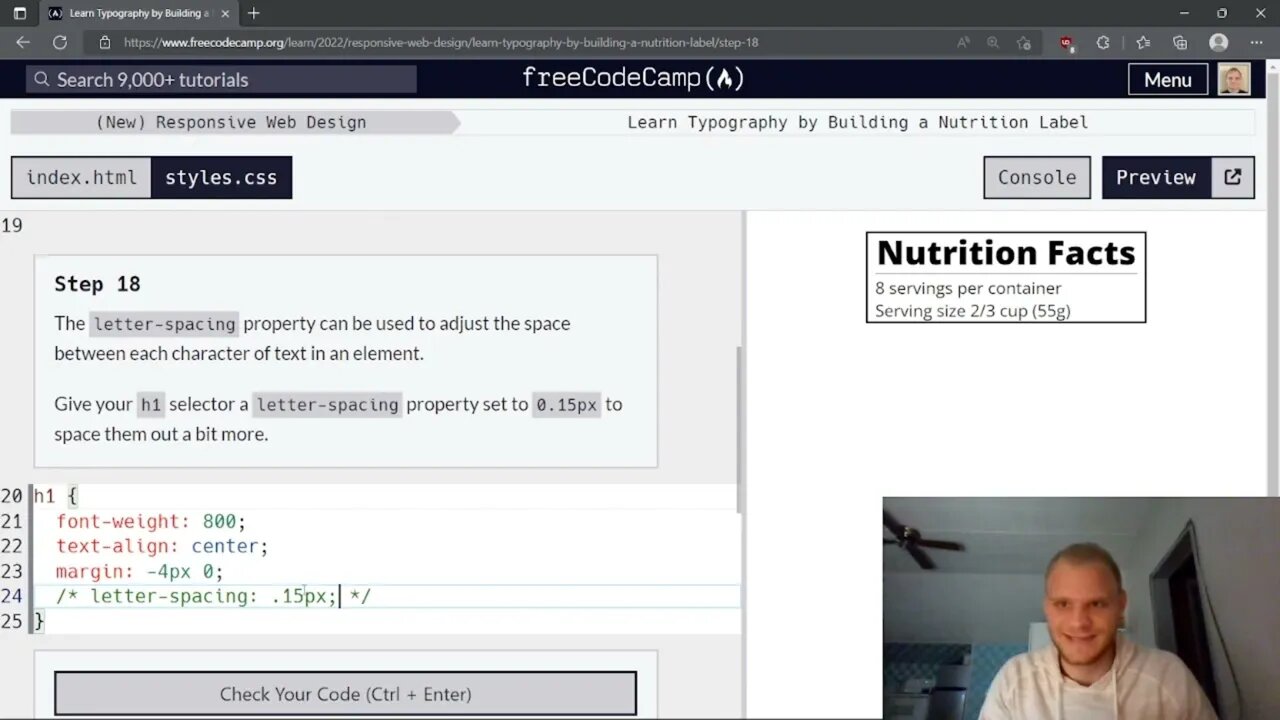 FreeCodeCamp Build a Nutrition Label