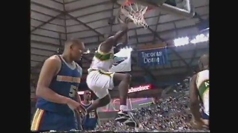 Shawn Kemp 18 Points 3 Blk Vs. Warriors, 1994-95.