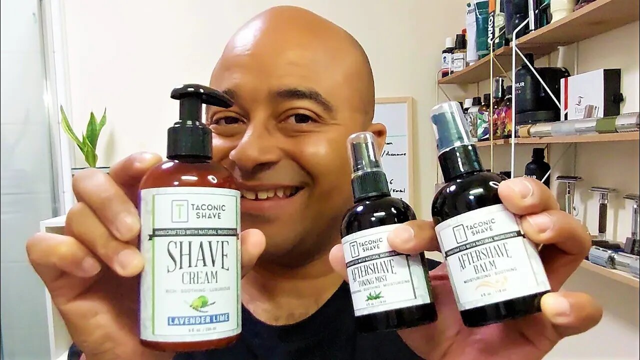 ASMR Taconic Shave Cream Lavender Lime first try and mist surprising.