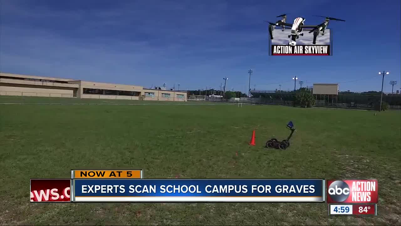Technicians scanning a Tampa school campus for possible graves