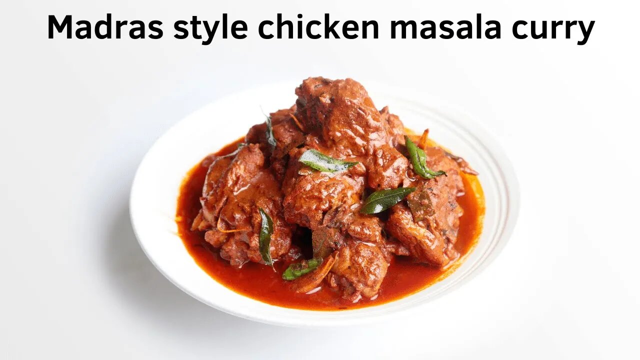 Madras style chicken masala curry cooking