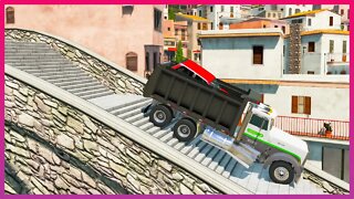 TruckFails | Cars vs Dangerous Stairs #211 | BeamNG.Drive |TrucksFails