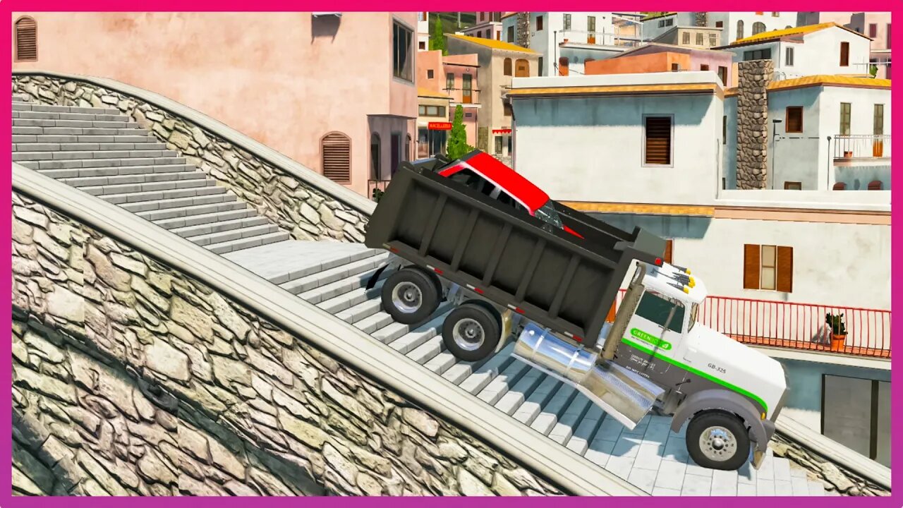 TruckFails | Cars vs Dangerous Stairs #211 | BeamNG.Drive |TrucksFails