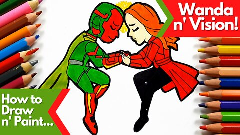 How to draw and paint Wanda Maximoff / Scarlet Witch and Vision