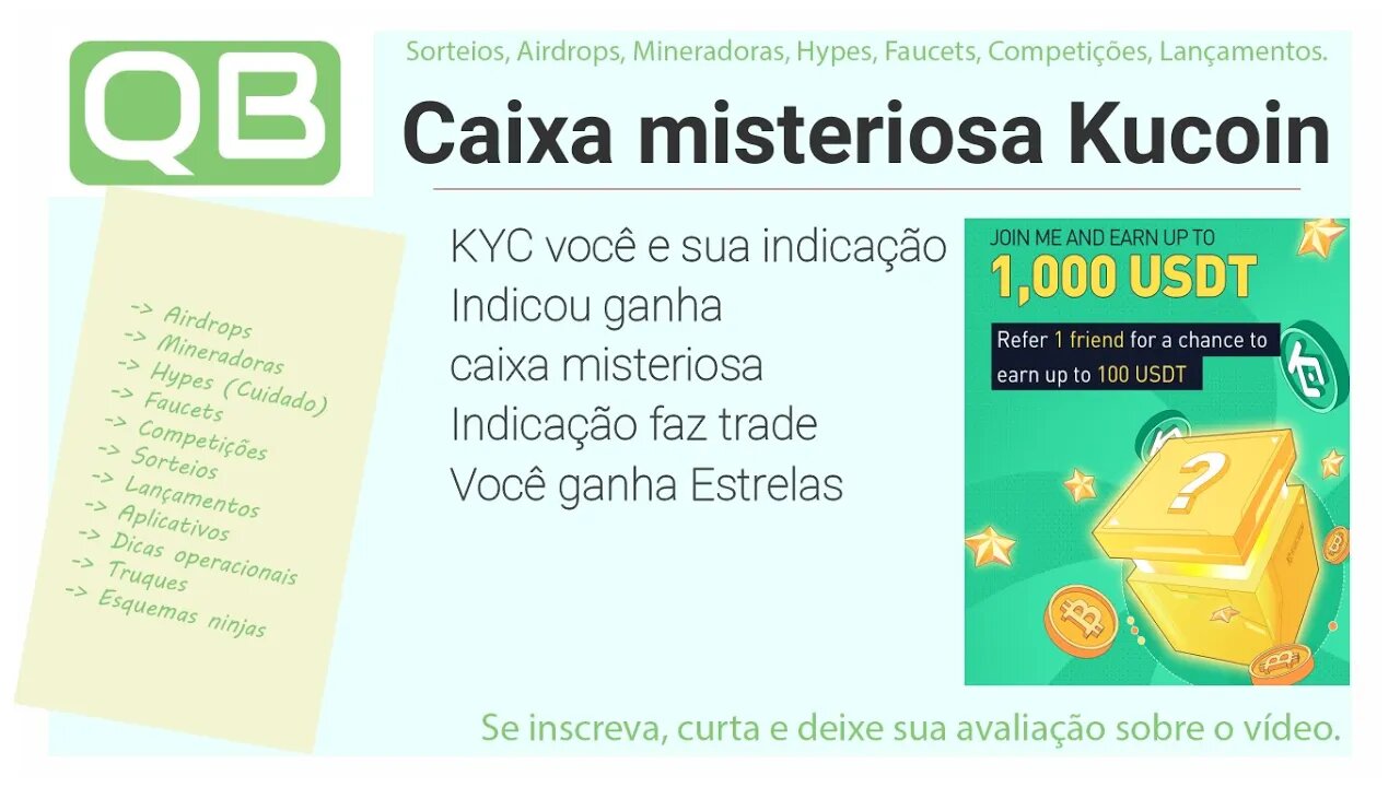 CanalQb - Airdrop - Exchange Kucoin - Caixa Misteriosa