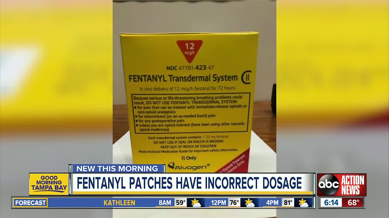 Fentanyl patches recalled nationwide due to dosage mislabeling