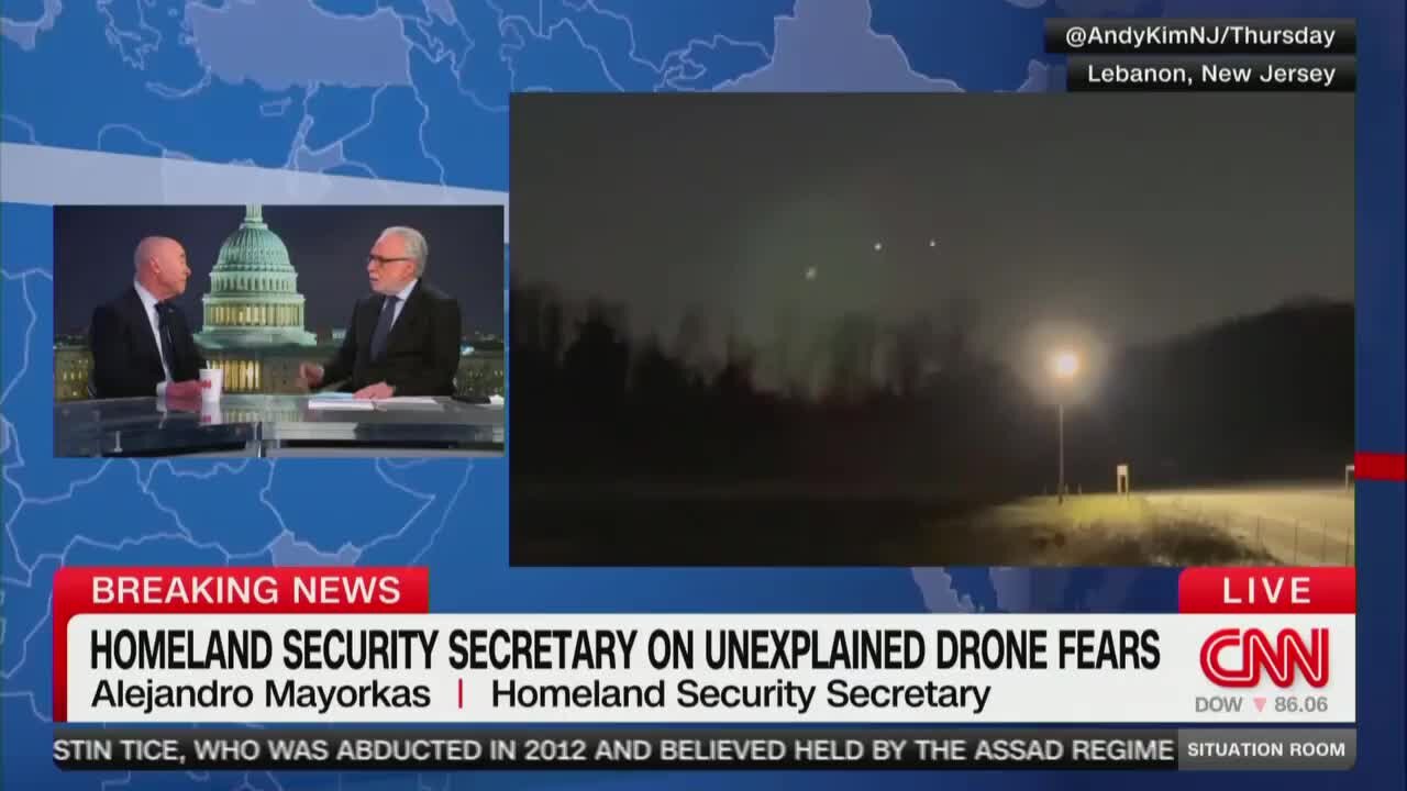 Wolf Blitzer Confronts DHS Sec Alejandro Mayorkas on Trump Call to Shoot Down Mysterious Drones