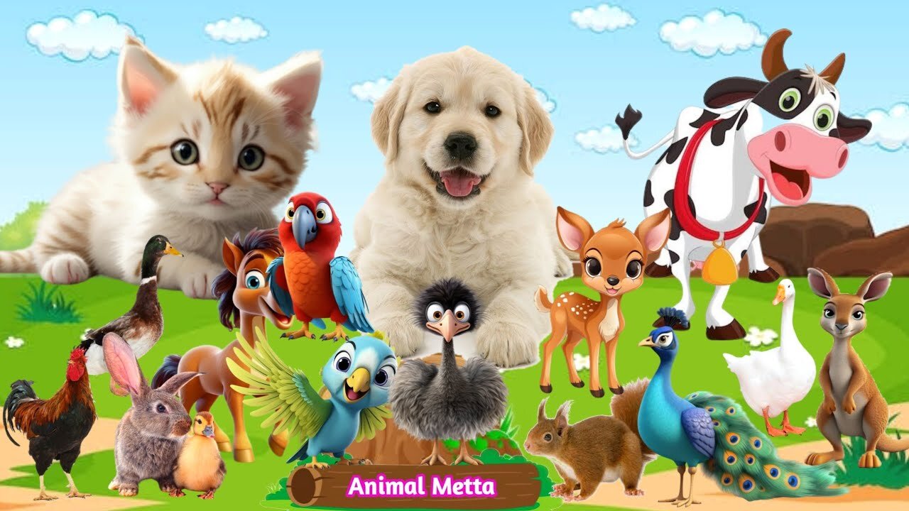 Cute Little Animal Sounds - Cat, Dog, Cow, Chicken, Rabbit _ Animal Moments