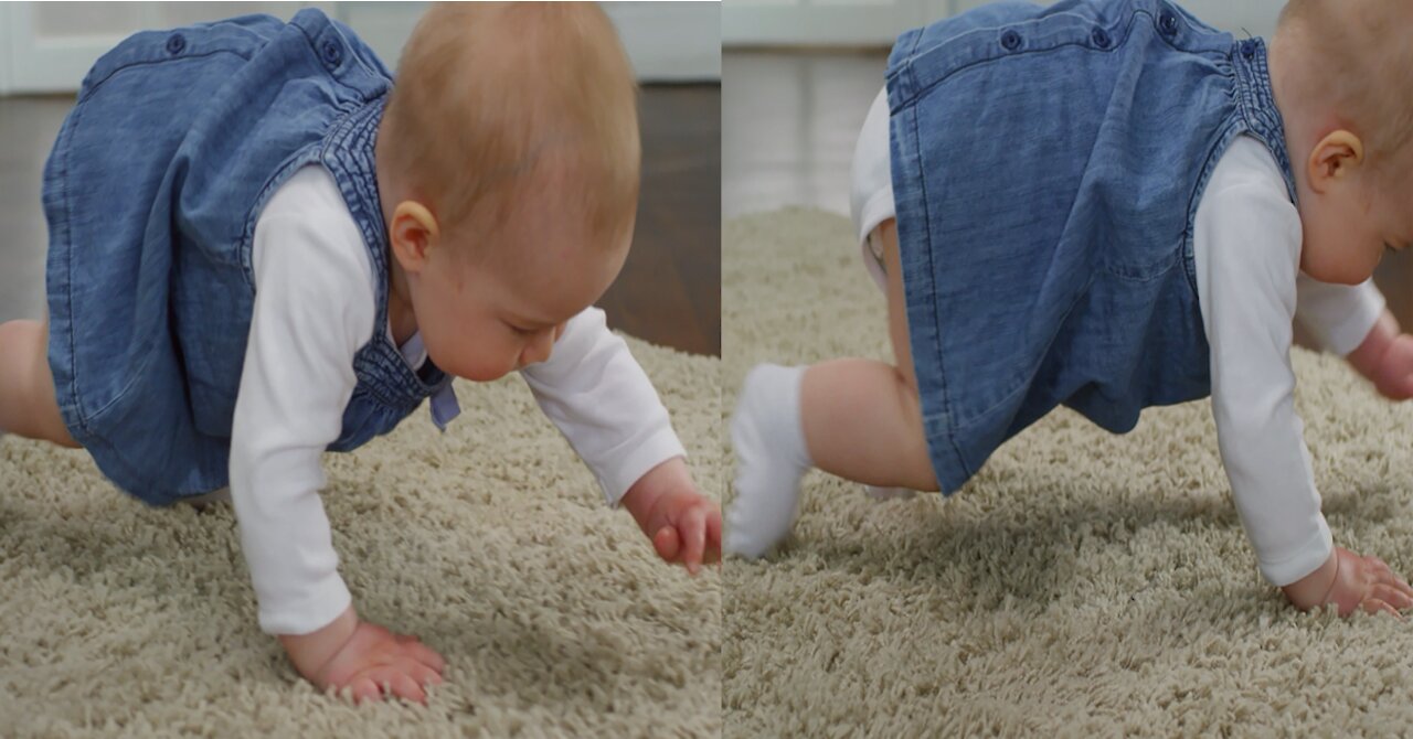 Small Baby Walking On Knees without pads