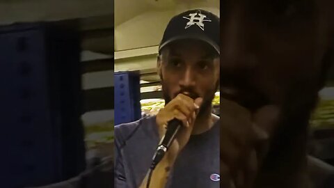 MC Eddie Kruger freestyles in the subway station