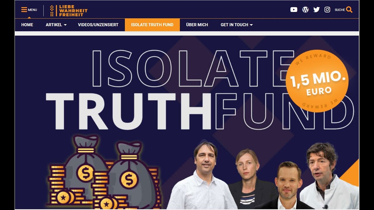 IsolateTruthFund, 1.5 million Euro reward for scientific proof of covid-19.