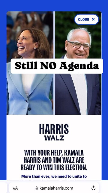 LOOK AT THIS: No Agenda on the Harris/Walz Website