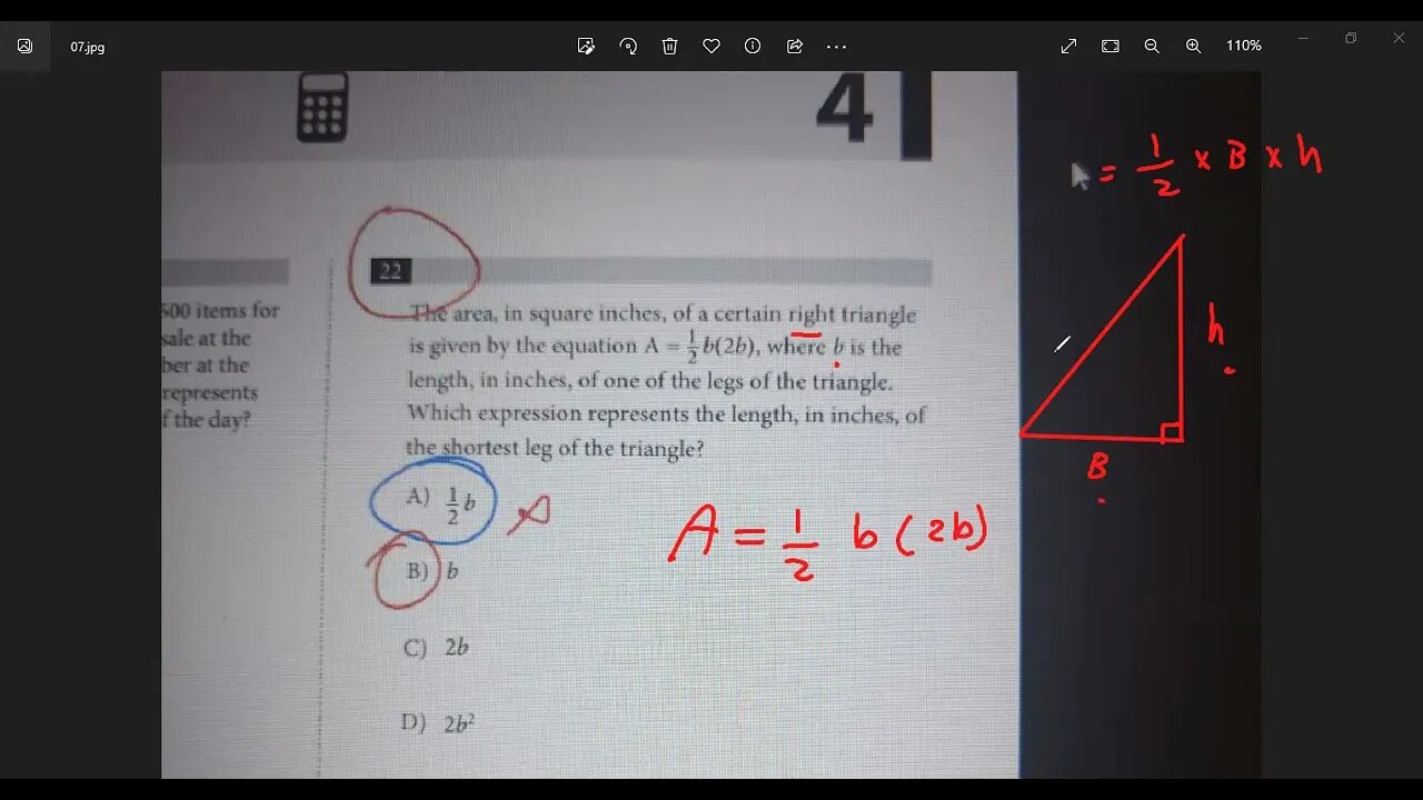 official SAT Test No 22 Section 4 (Geometry-Area of Triangle )