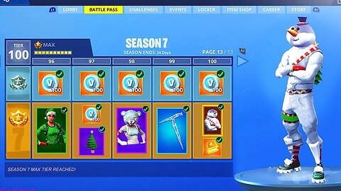 Fortnite Season 7 BATTLE PASS - ALL SKINS & ITEMS TIER 100 SHOWCASE in Fortnite Battle Royale