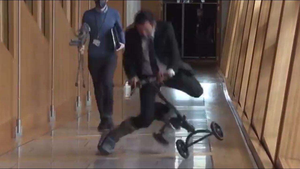 Scottish Health Minister Humza Yousaf Takes HARD Fall Off Mobility Scooter