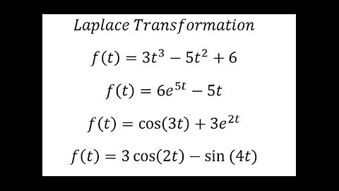 Laplace Transformation-f(t)=3t^3-5t^2+6, f(t)=6e^5t-5t, f(t)=cos⁡(3t)+3e^2t, f(t)=3cos⁡(2t)-sin⁡(4t)