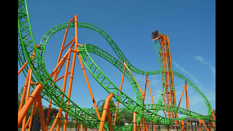People on a big roller coaster