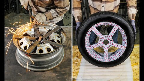 Restoring a car wheel with a peculiar design 🐱