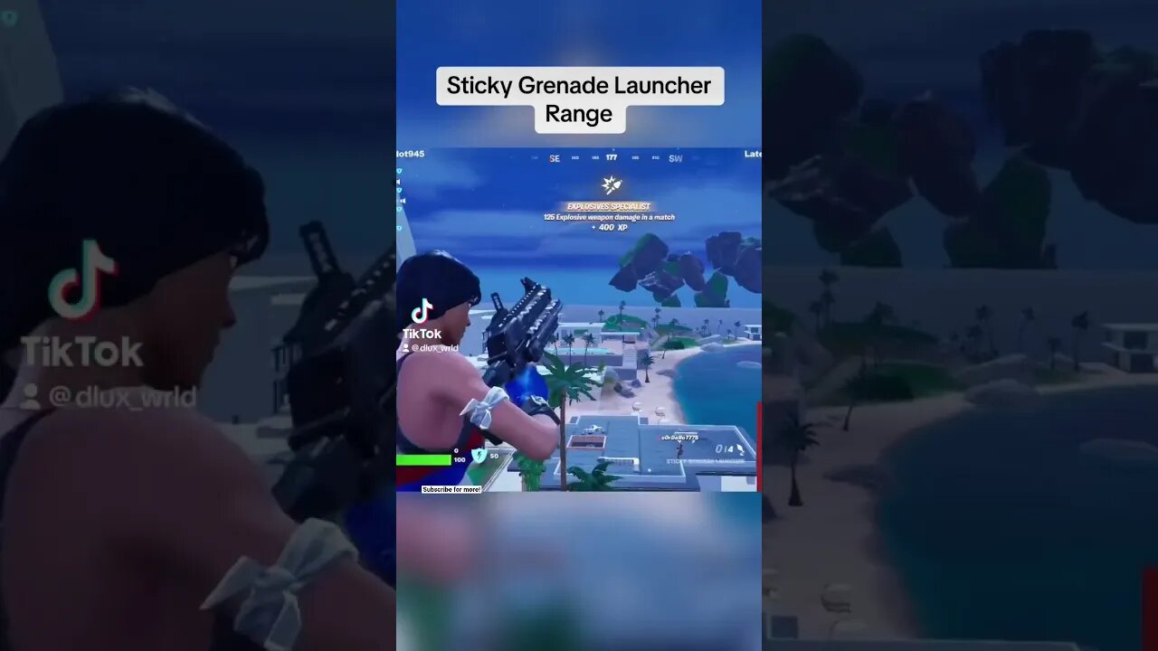 The NEW Fortnite Sticky Grenade Launcher has some range… #shorts #memes #fortnite #fortnitechapter4