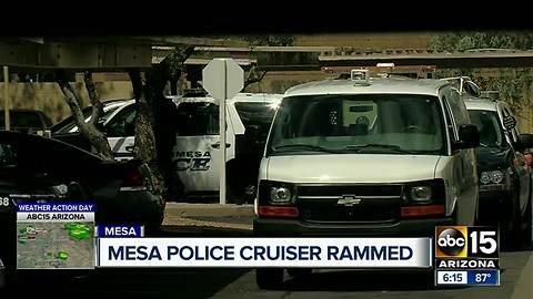 Authorities search for suspect who hit police cruiser in Mesa