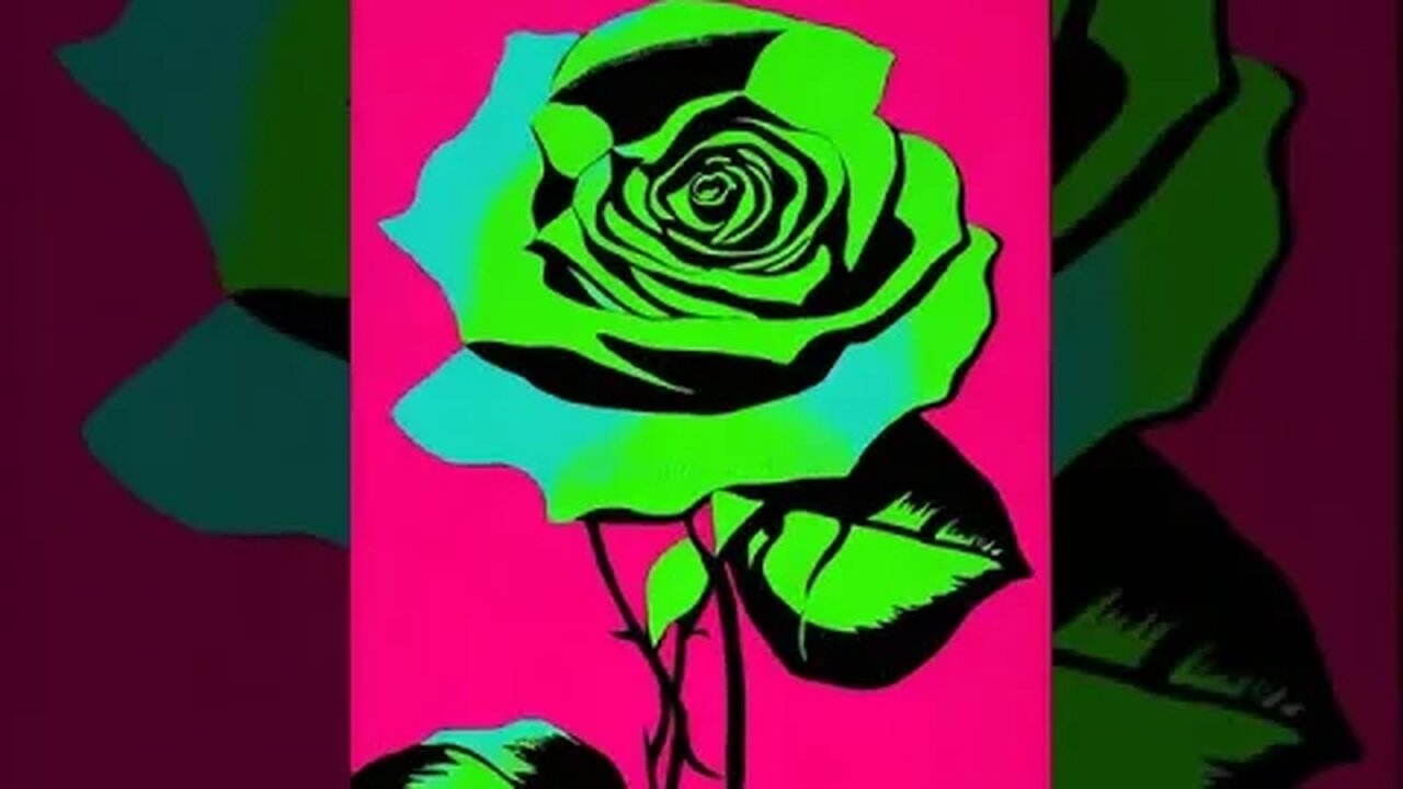 Andy Warhol style pink and green roseGenmo AI CREATES STUNNING IMAGES AND SHORT VIDEOS.