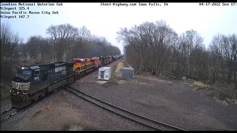 WB CN L571 Manifest with NS Leader and KCS unit at Mills Tower on April 17, 2022 #Steel Highway#