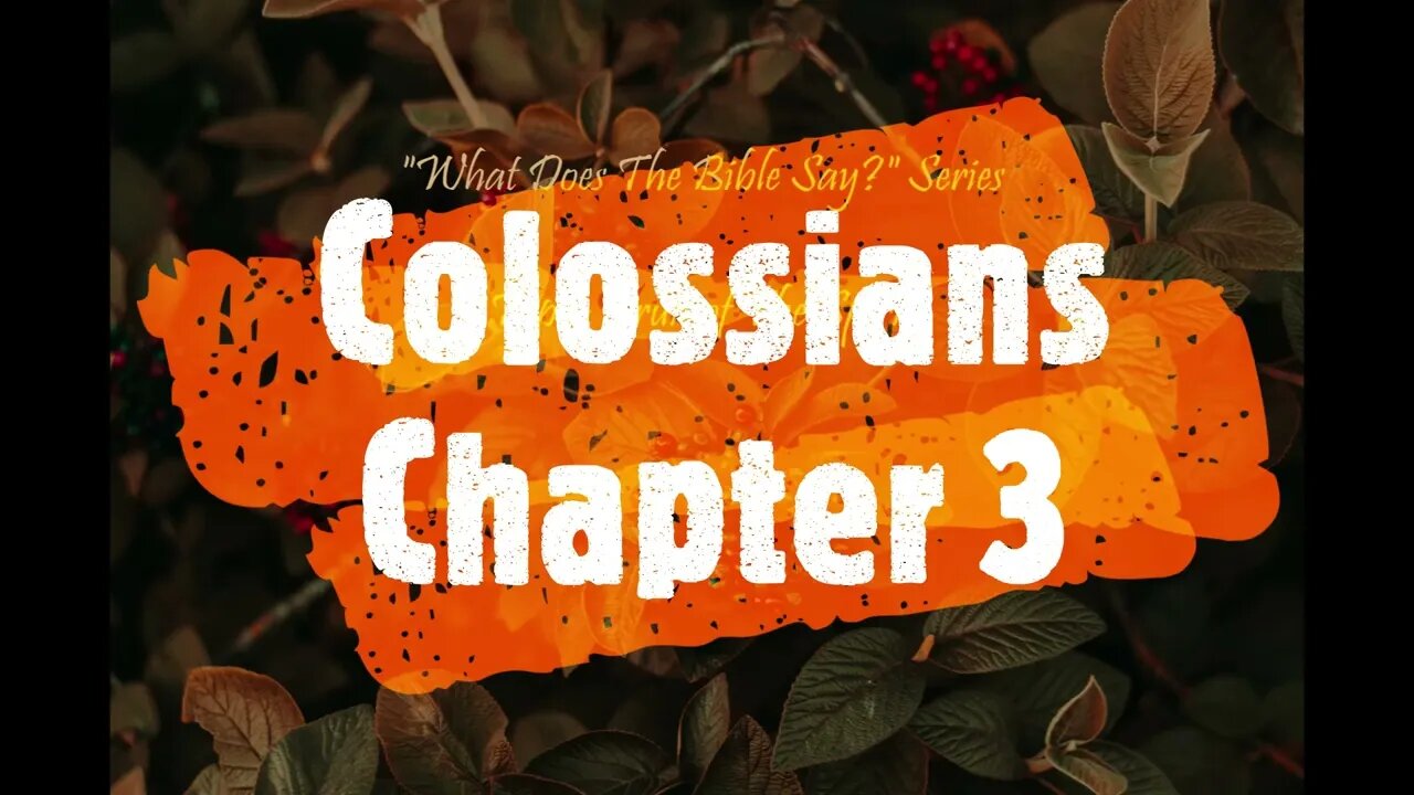 "What Does The Bible Say?" Series - Topic: Fruit of The Spirit, Part 8: Colossians 3