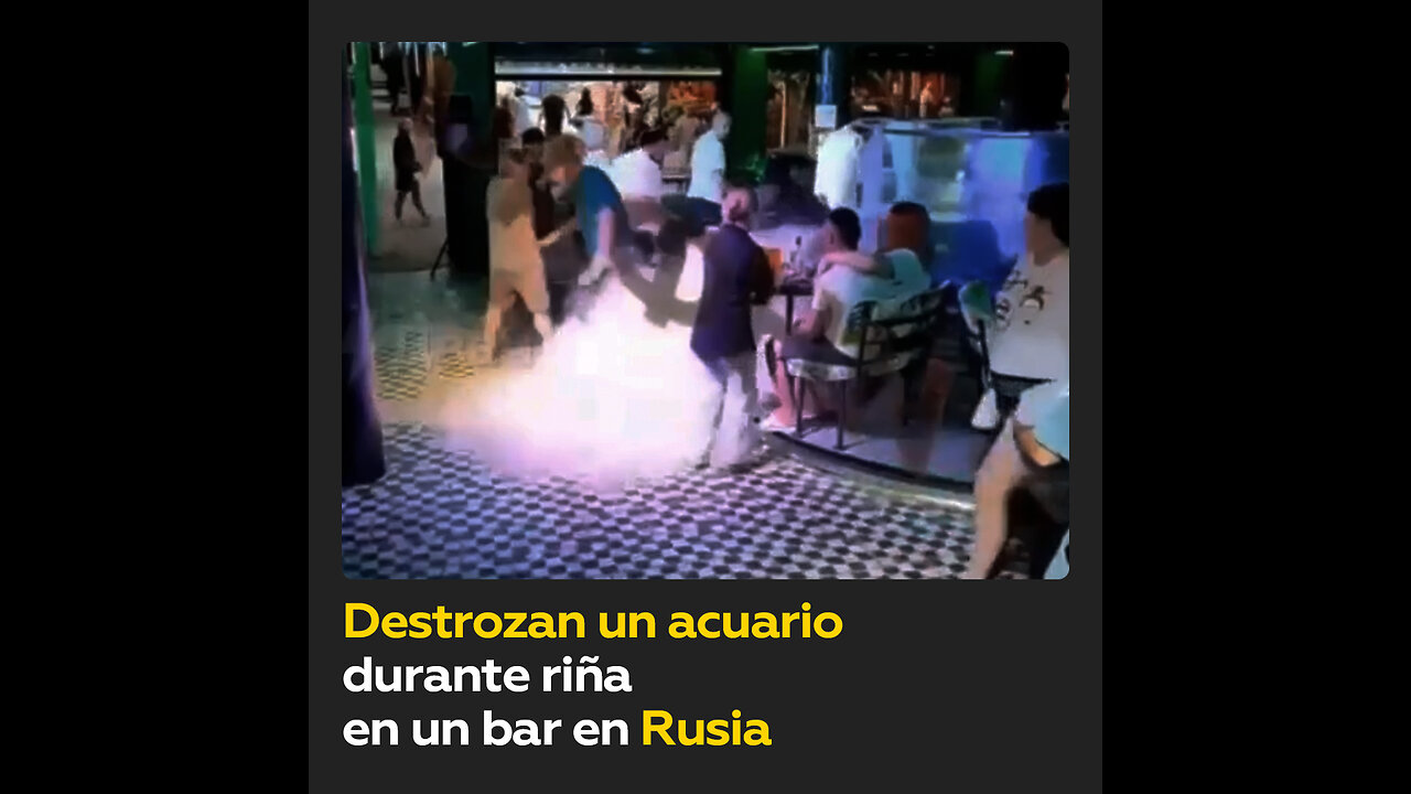 Mujer arma un escándalo en un bar ruso y destroza una pecera