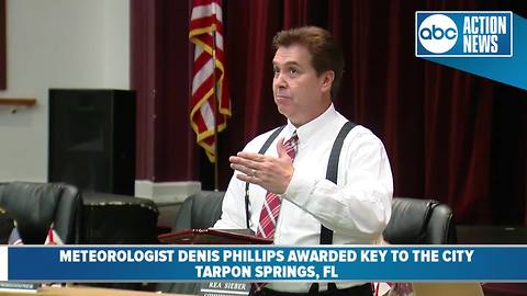 Chief Meteorologist Denis Phillips awarded key to Tarpon Springs