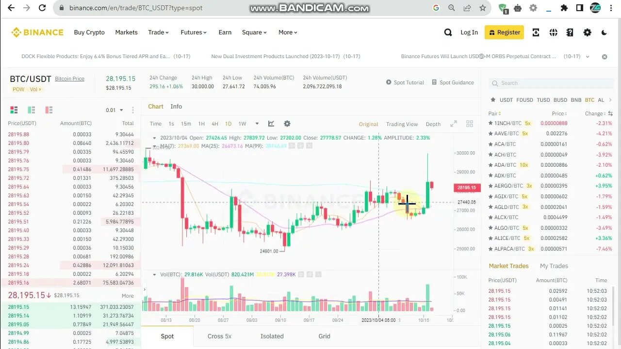 Binance Bitcoin Cryptocurrency MarketPlace Live