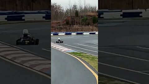 Leading gokart race. Green flag go!