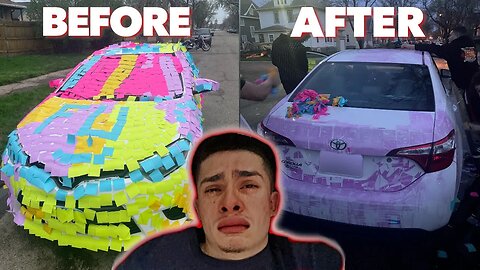 Sticky Note Prank Gone Wrong, Tornado Ruins The Car!