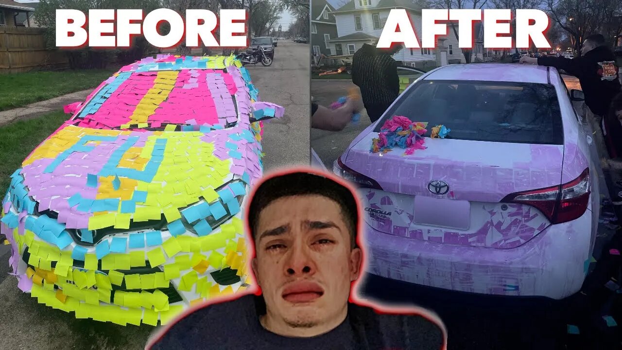 Sticky Note Prank Gone Wrong, Tornado Ruins The Car!