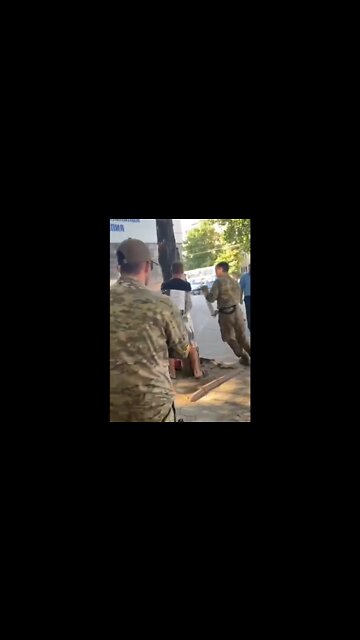 An accused butter thief suffers traditional Ukrainian justice