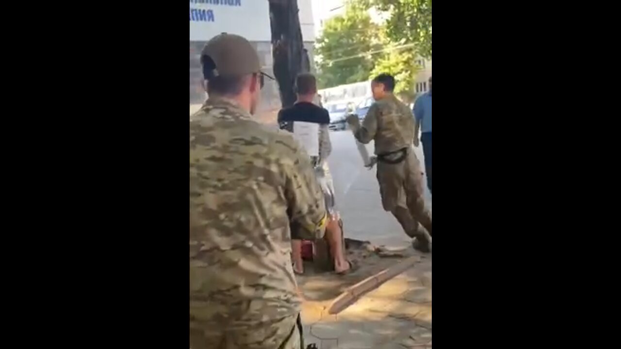 An accused butter thief suffers traditional Ukrainian justice