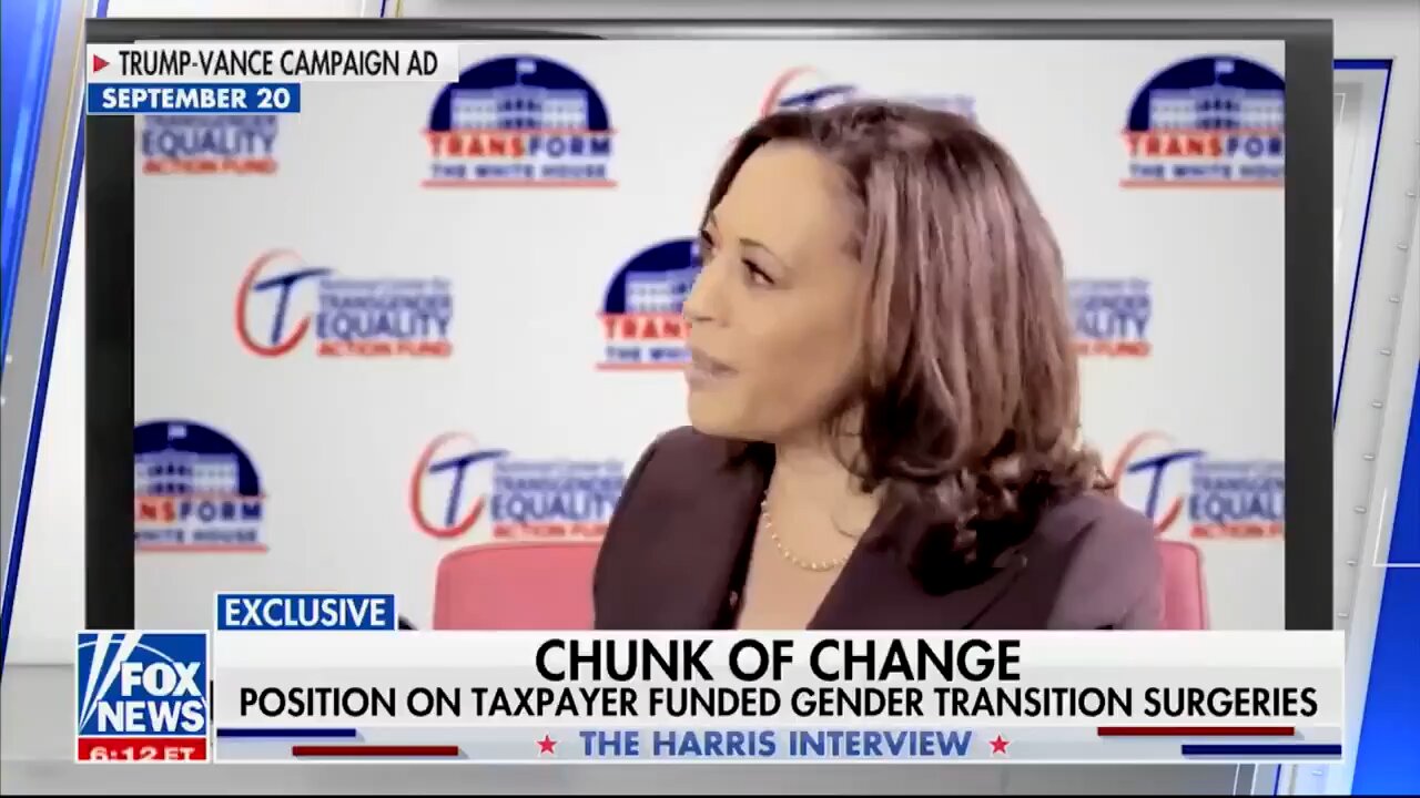 JUST IN: Bret Baier asks Kamala Harris if she still supports taxpayer-funded gender reassignment sur
