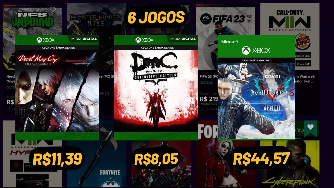 Veja Quanto Você Economiza Comprando 6 JOGOS do Devil May Cry no Eneba Comparando com a LIVE BR