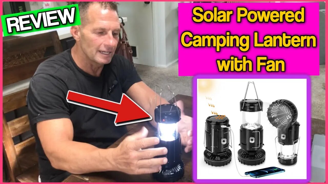 Solar Powered Camping Lantern with Fan