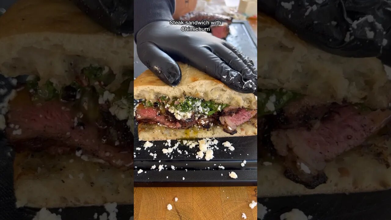 Picanha steak sandwich with fresh chimichurri